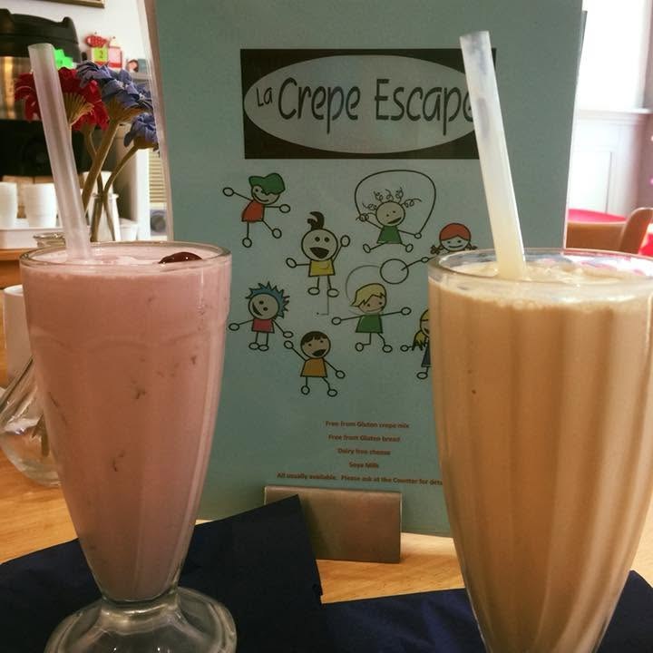 Two milkshakes on the counter